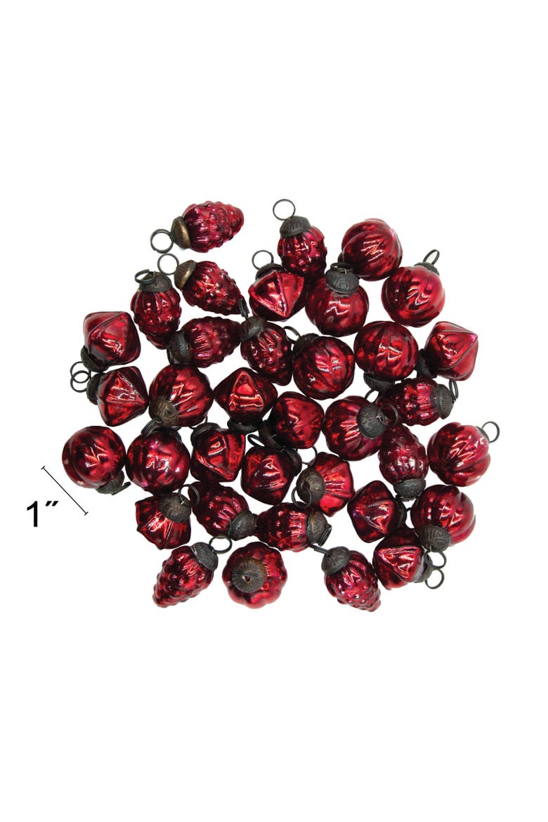 36-Piece Embossed Mercury Glass Ornament Set, Alternate, color, Red