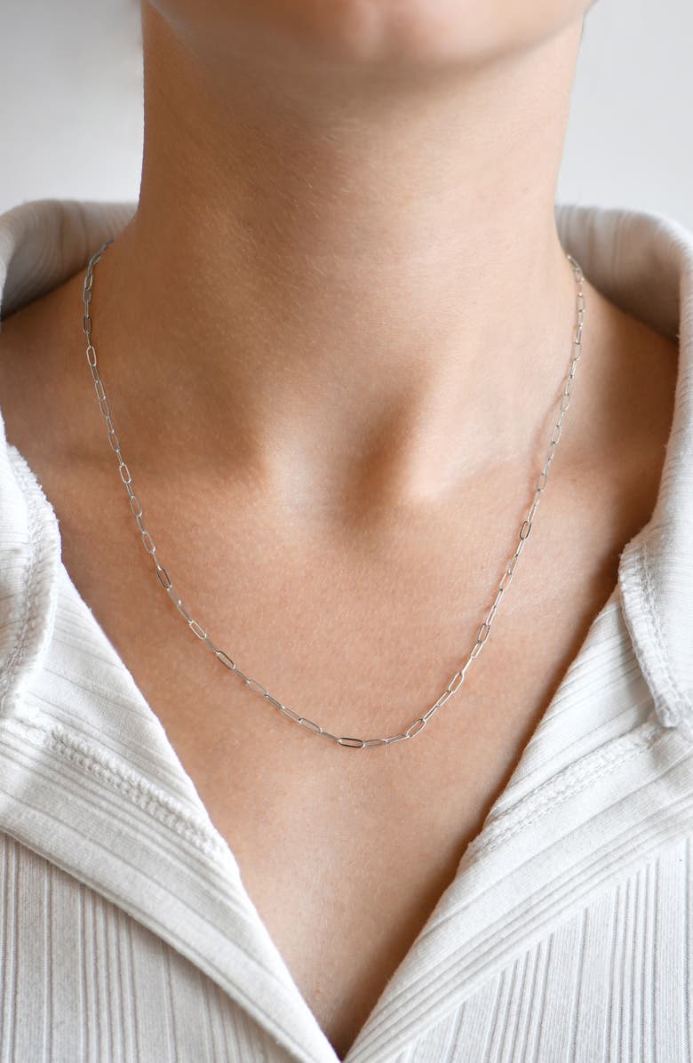 Anzie Mini Paper Clip Chain Necklace, Alternate, color, White