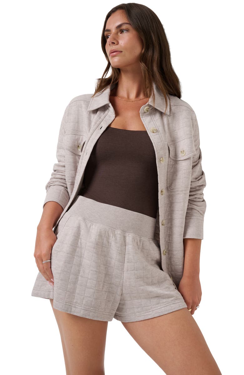 TravisMathew Coastal Quilted Shorts, Alternate, color, Heather Savannah Tan