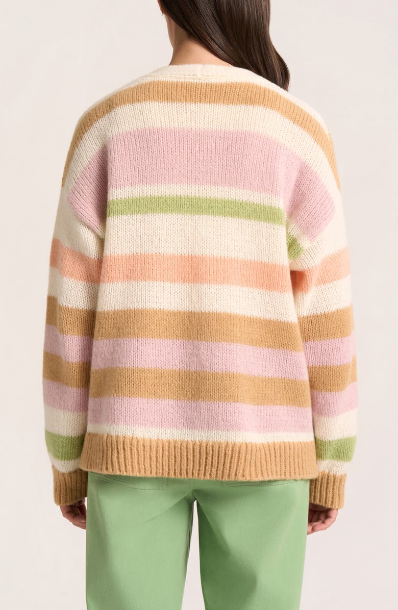 matty m. Lucca Stripe Cardigan, Alternate, color, Camel