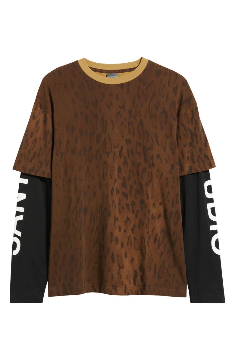 SANTO STUDIO Preda Layered Look T-Shirt, Alternate, color, Brown