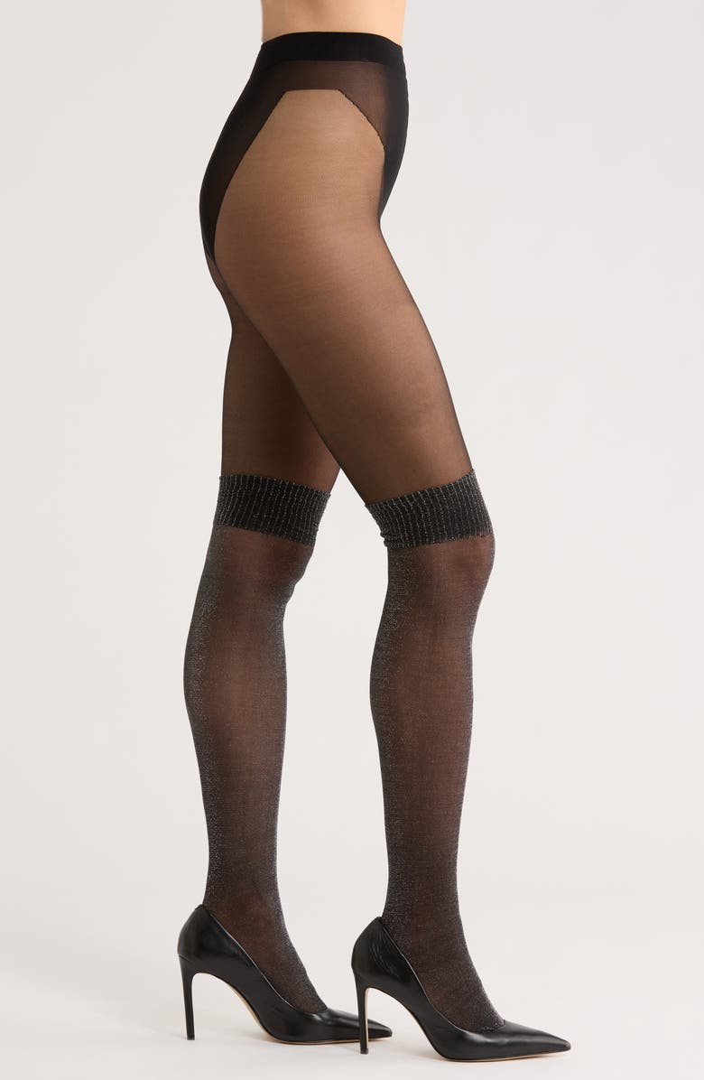NORDSTROM RACK Thigh High Illusion Tights, Main, color, Black