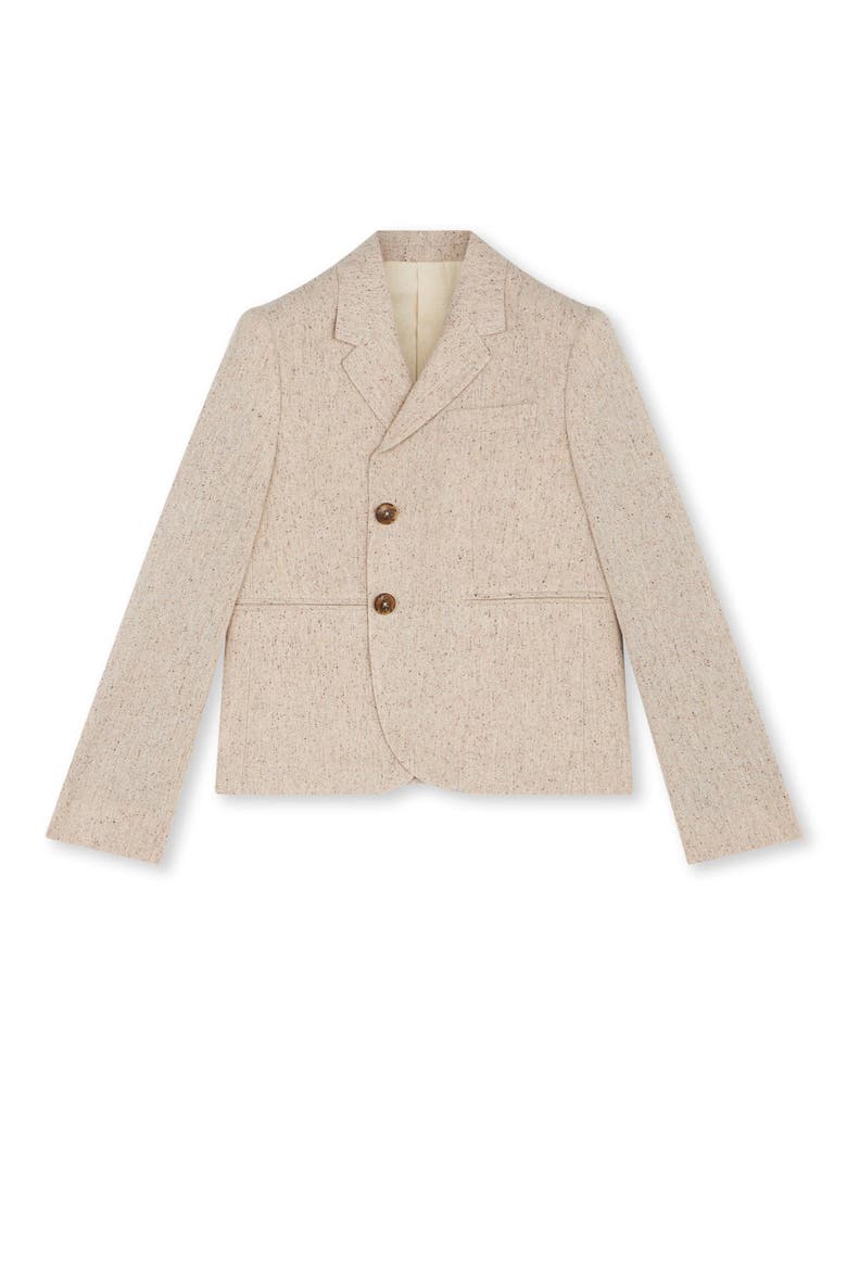 Short Single-Breasted Blazer, Main, color, Ecru