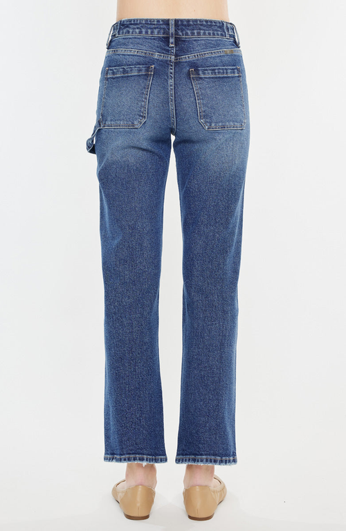 Kancan Ashley High Rise True Straight Jeans In Medium Wash