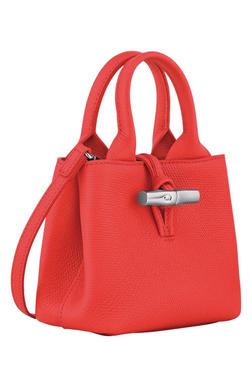 Longchamp Mini Le Roseau Grained-leather Tote Bag In Red