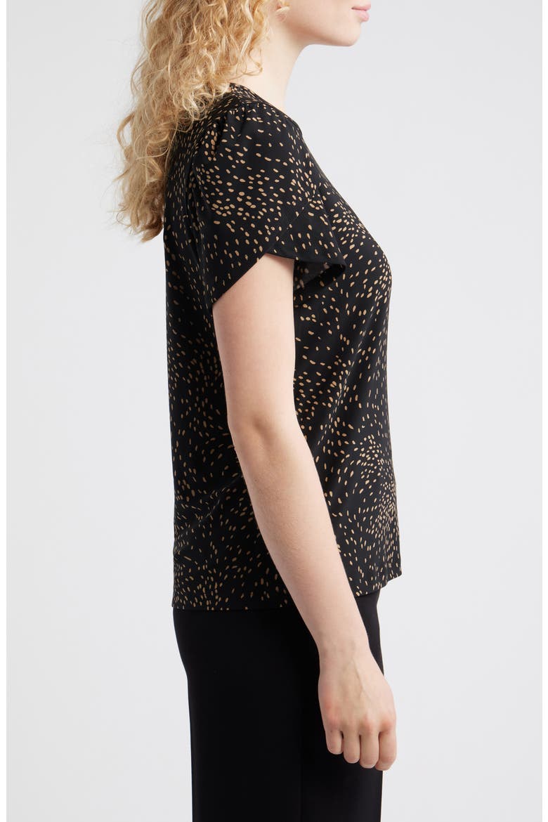Dot Tulip Sleeve Top, Alternate, color, ANNE BLACK/ VICUNA