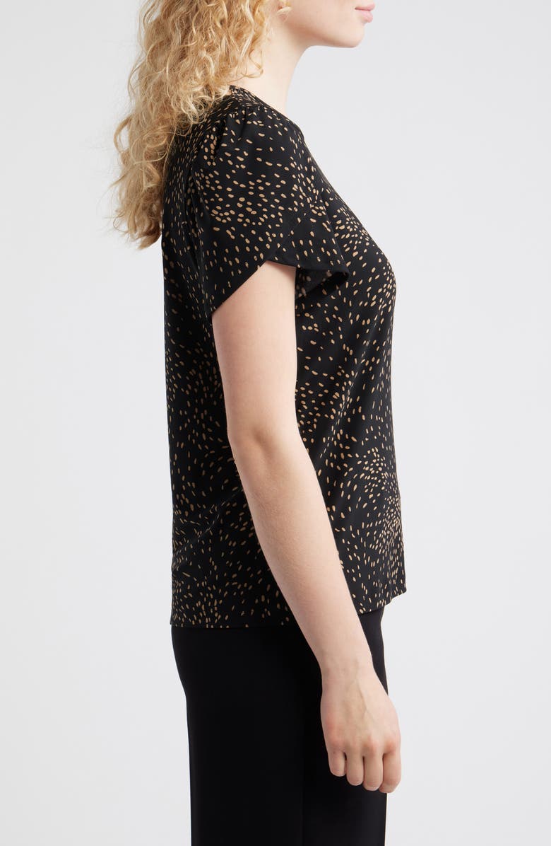 AK ANNE KLEIN Dot Tulip Sleeve Top, Alternate, color, Anne Black/ Vicuna