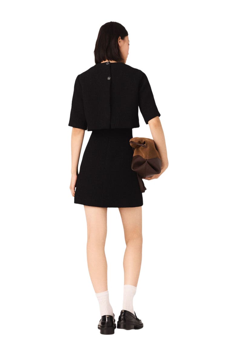 2-in-1 shiny tweed dress, Alternate, color, Black