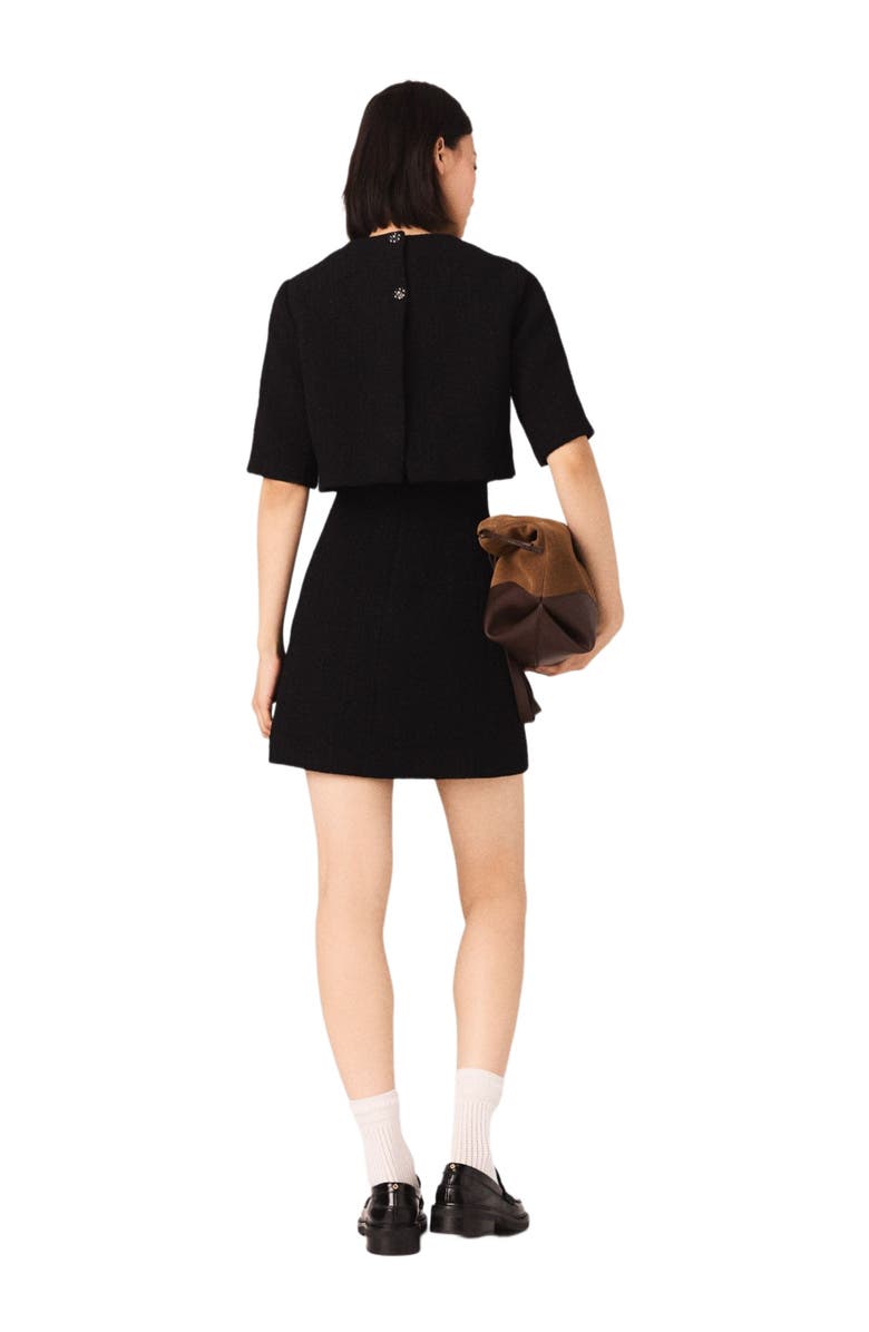 maje 2-in-1 shiny tweed dress, Alternate, color, Black