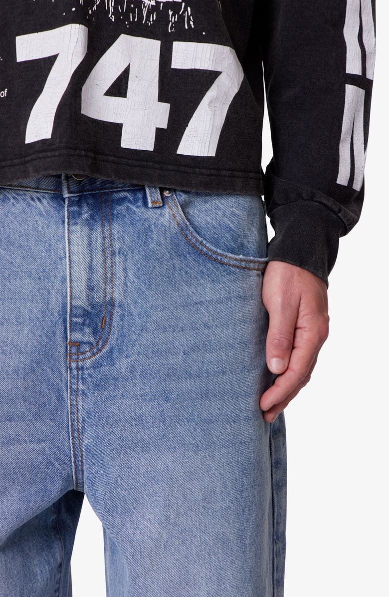 mnml Blowout Baggy Ripped Wide Leg Jeans, Alternate, color, 