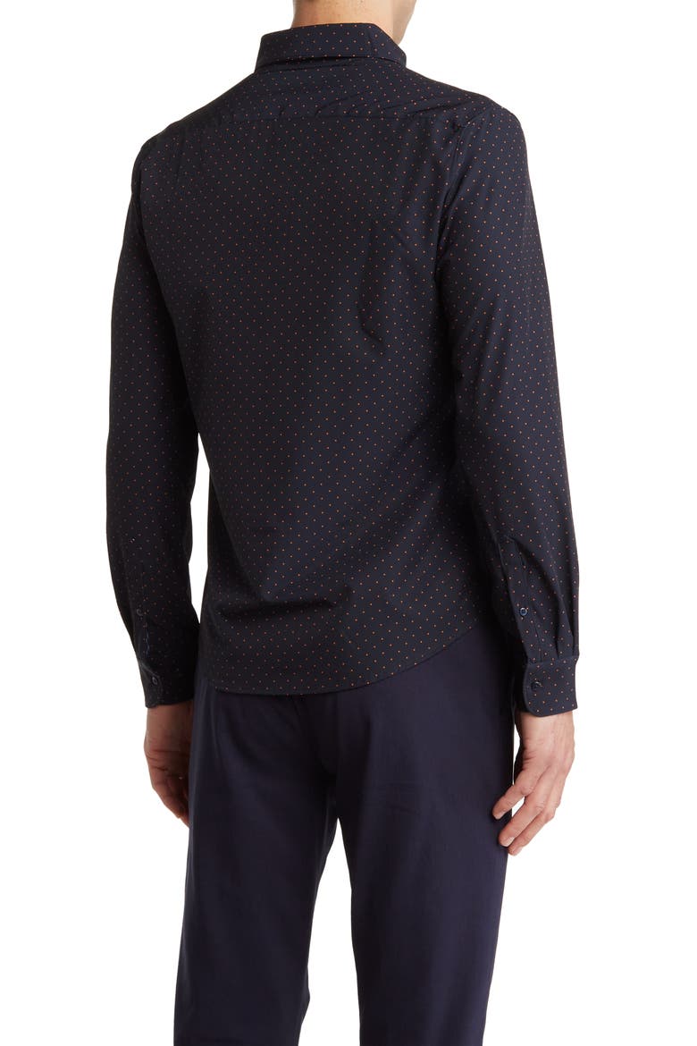 Polka Dot Long Sleeve Button-Up Shirt, Alternate, color, NAVY/ MUSTARD