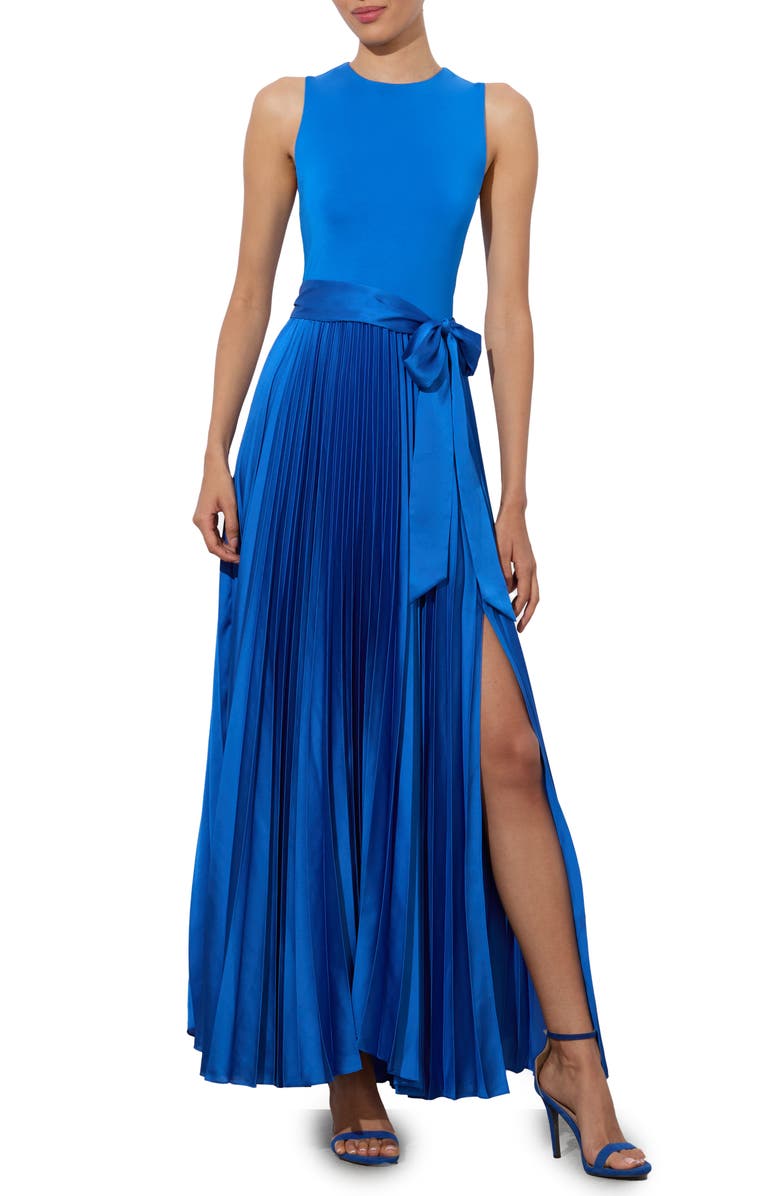 Alice + Olivia Chara Pleated Sleeveless Maxi Dress, Main, color, 