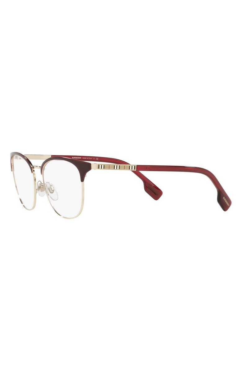 Burberry Sophia 52mm Square Optical Glasses, Alternate, color, Light Gold/ Burgundy