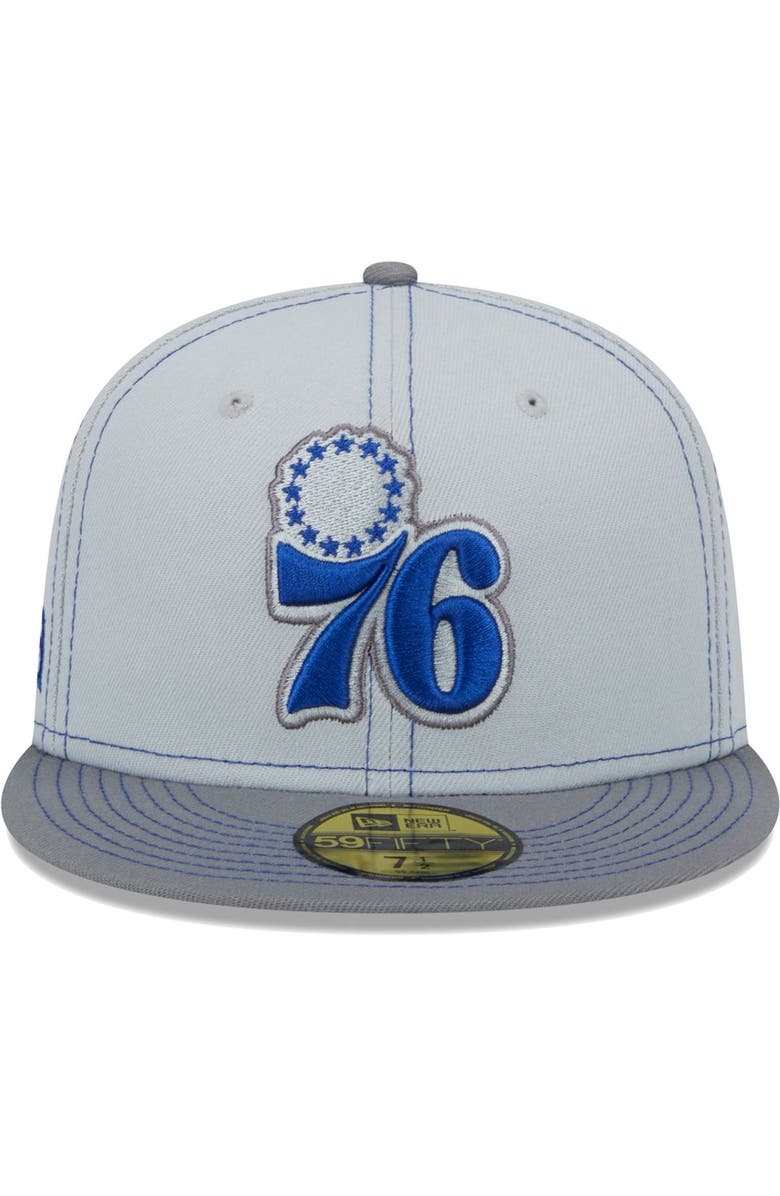 New Era Men's New Era Gray Philadelphia 76ers Color Pop 59FIFTY Fitted Hat, Alternate, color,