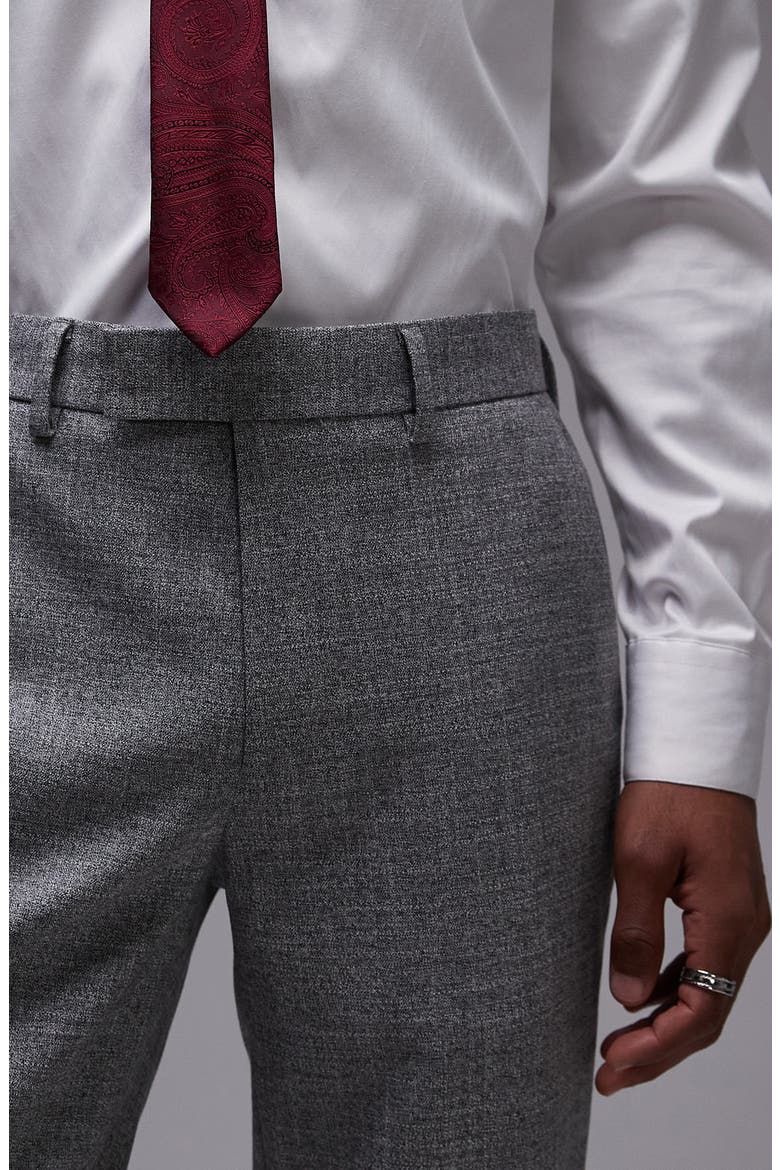 Skinny Fit Textured Cotton Dress Pants, Alternate, color, GREY