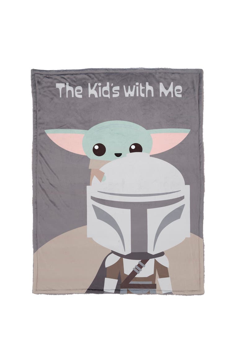 Star Wars The Kids with Me Grogu/The Child/Baby Yoda Baby Blanket, Main, color, Grey
