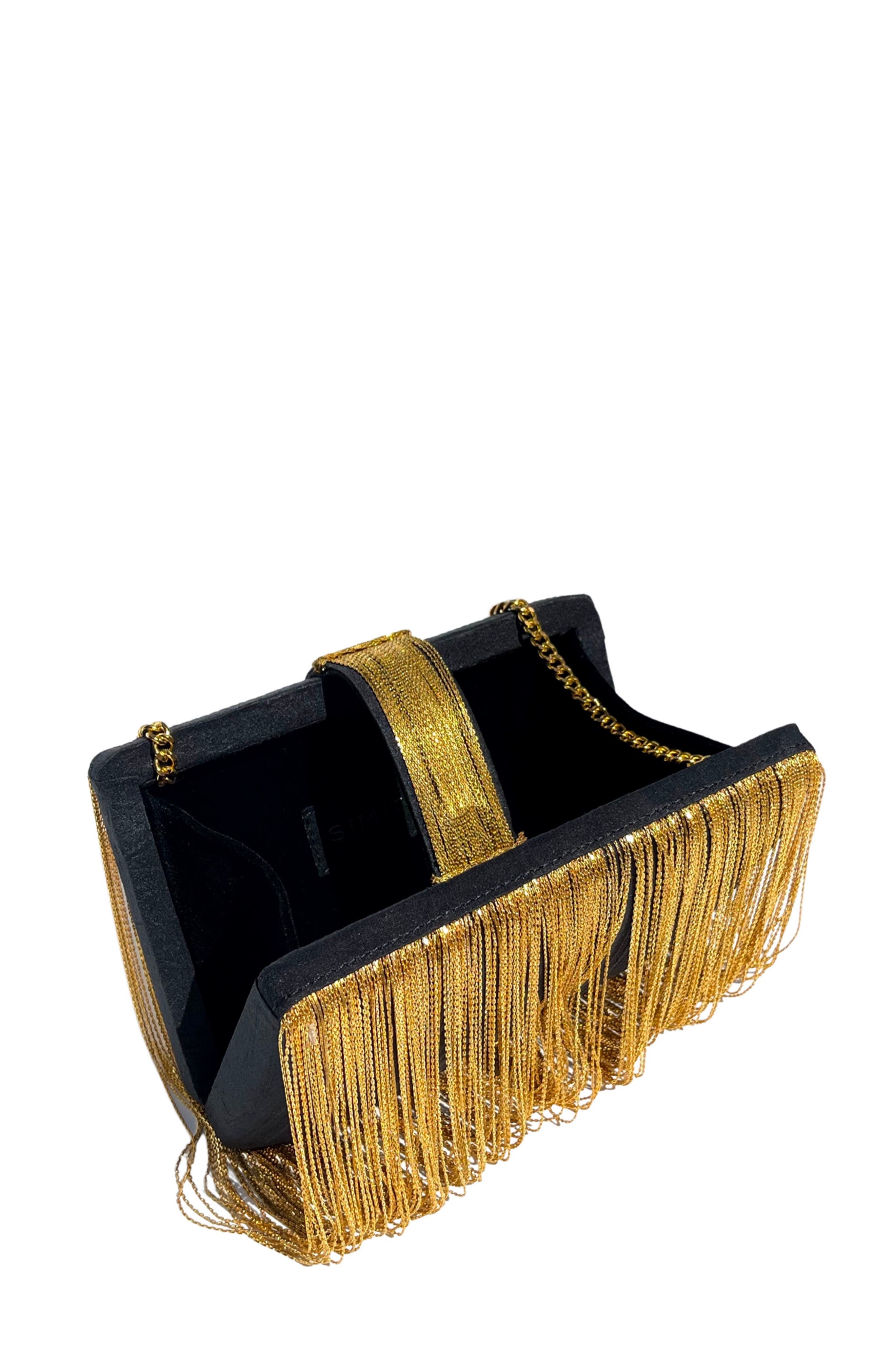 Simitri Chunky Clutch, Alternate, color, Black, Gold