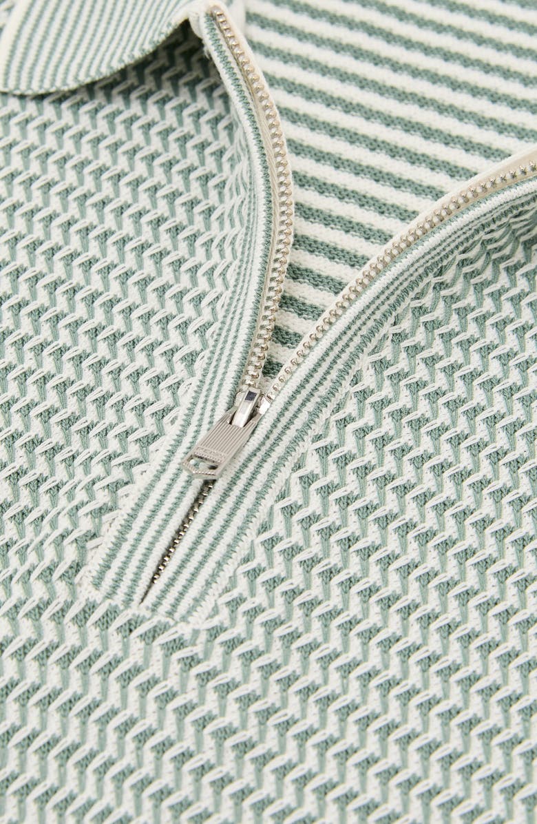 Reiss Brink Textured Stitch Quarter Zip Polo, Alternate, color, Soft Sage Green