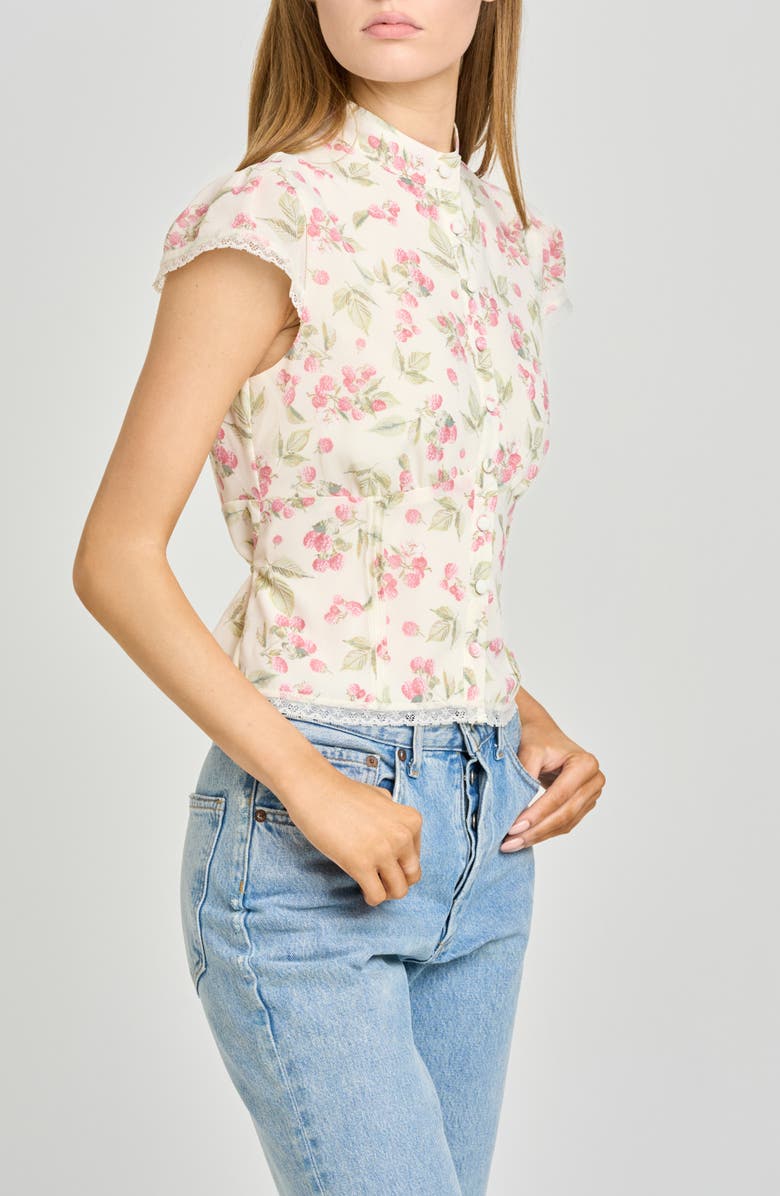 WAYF Talia Floral Button-Up Top, Alternate, color, Garden Raspberry