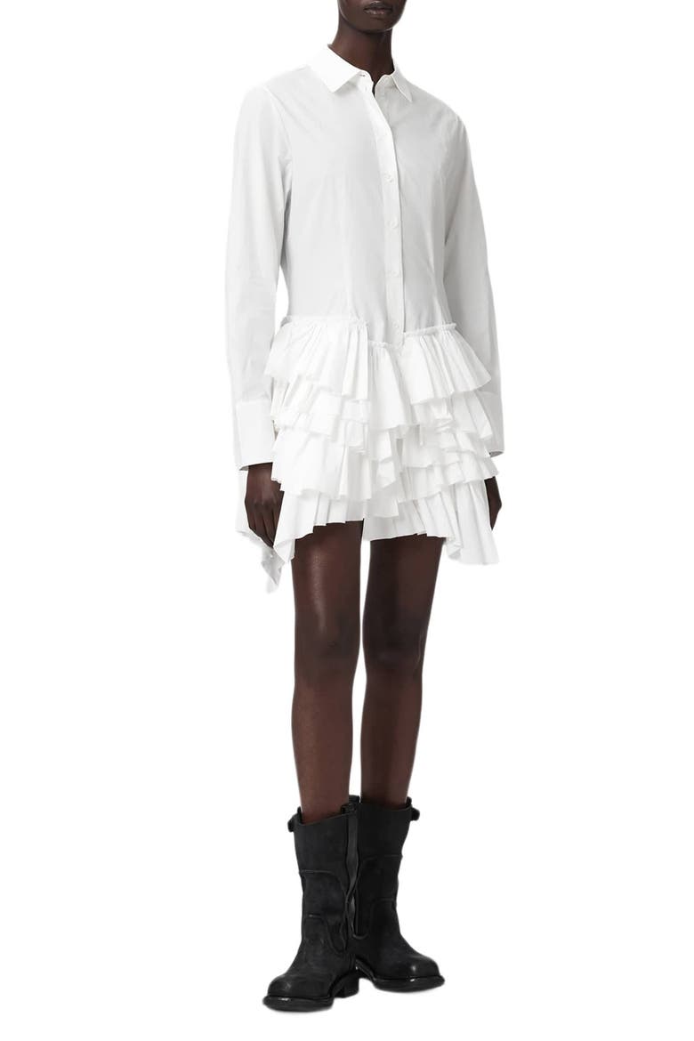 Kristi Cotton Ruffle Shirtdress, Main, color, OPTIC WHITE