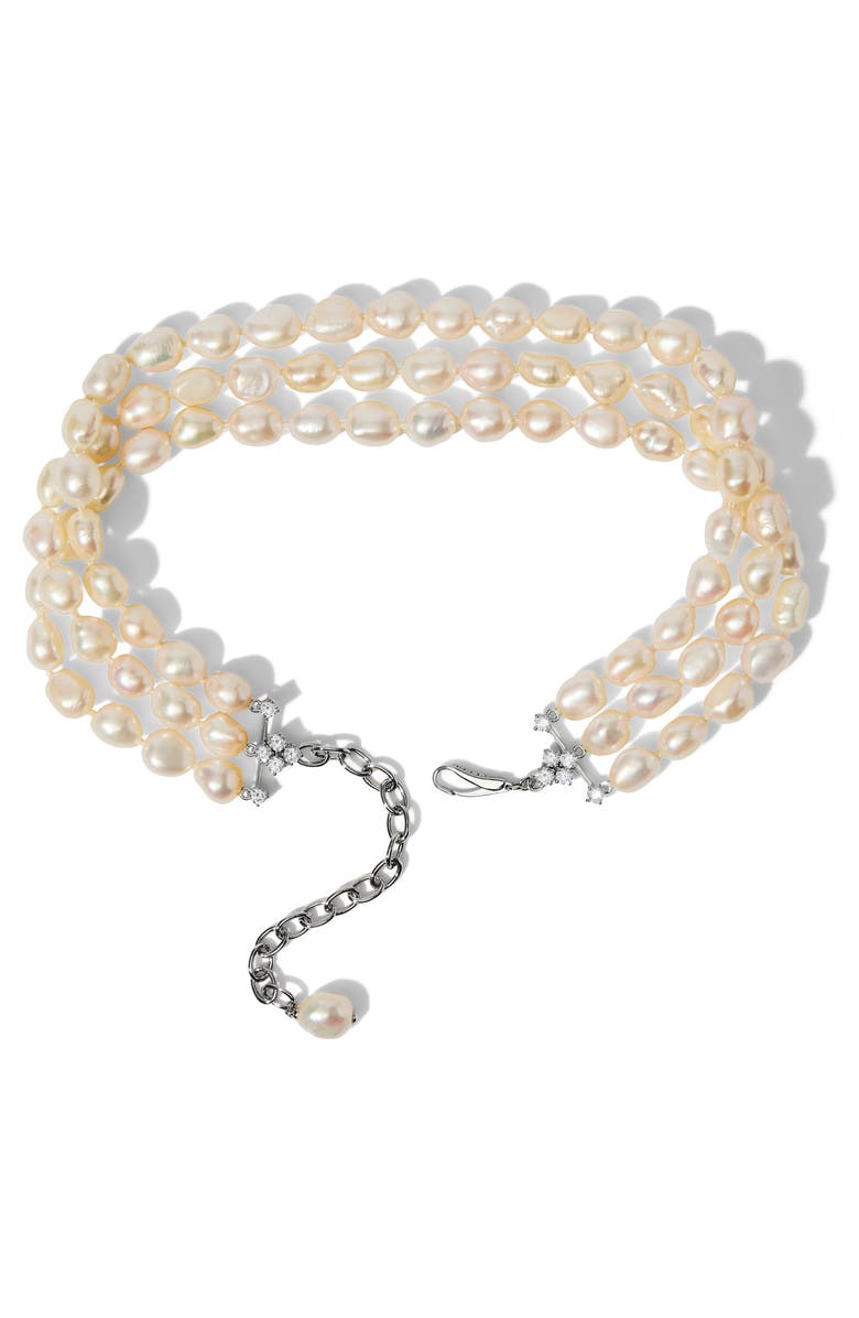 Nadri Madrid Triple Strand Cultured Pearl Choker Necklace, Main, color, 