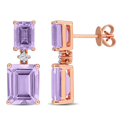 Gemstone & Diamond Drop Earrings 10k