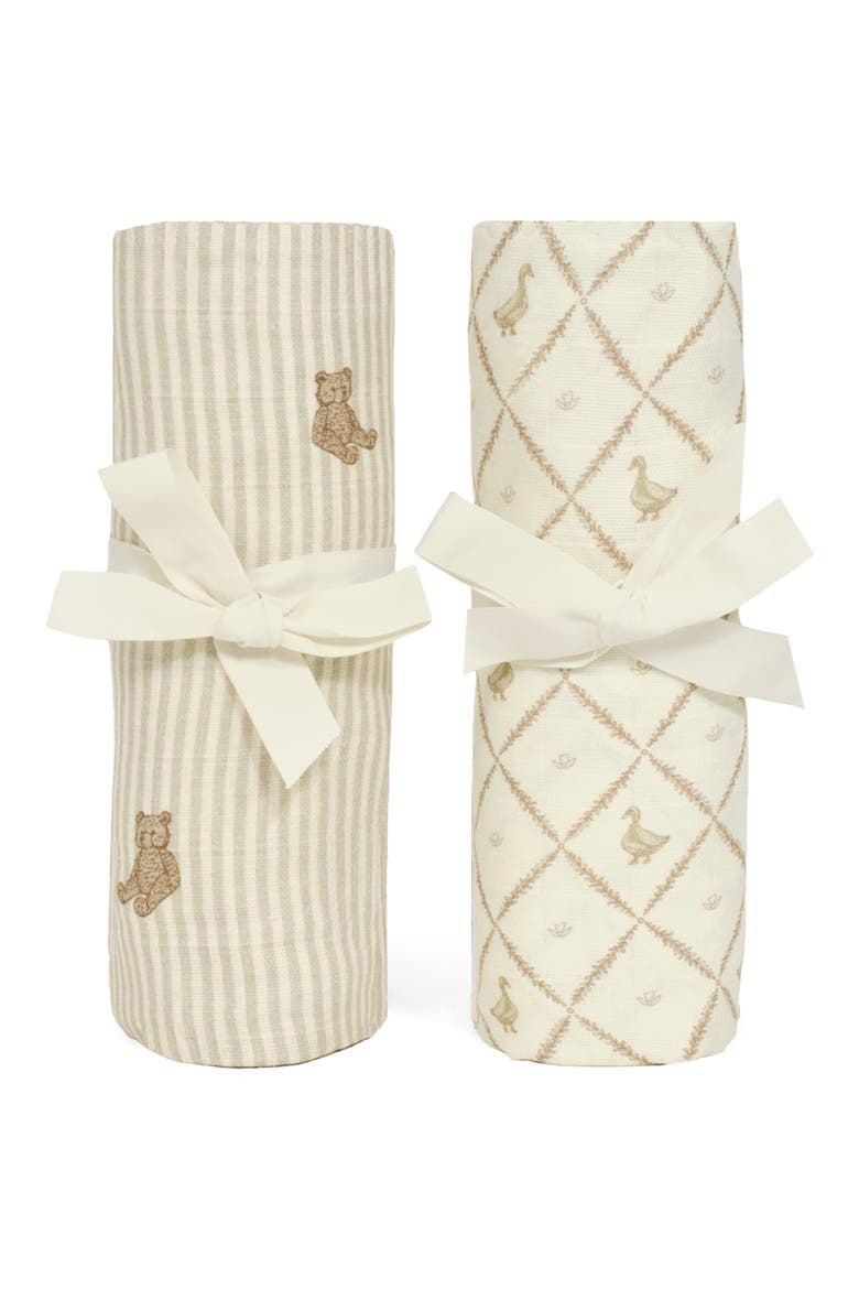 2-Pack Organic Cotton Muslin Swaddle Blankets, Main, color, DUCKS/ BEARS