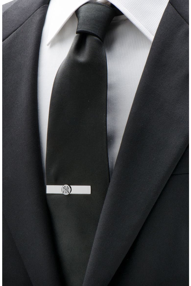 New York Yankees Tie Bar, Alternate, color, BLACK/ SILVER
