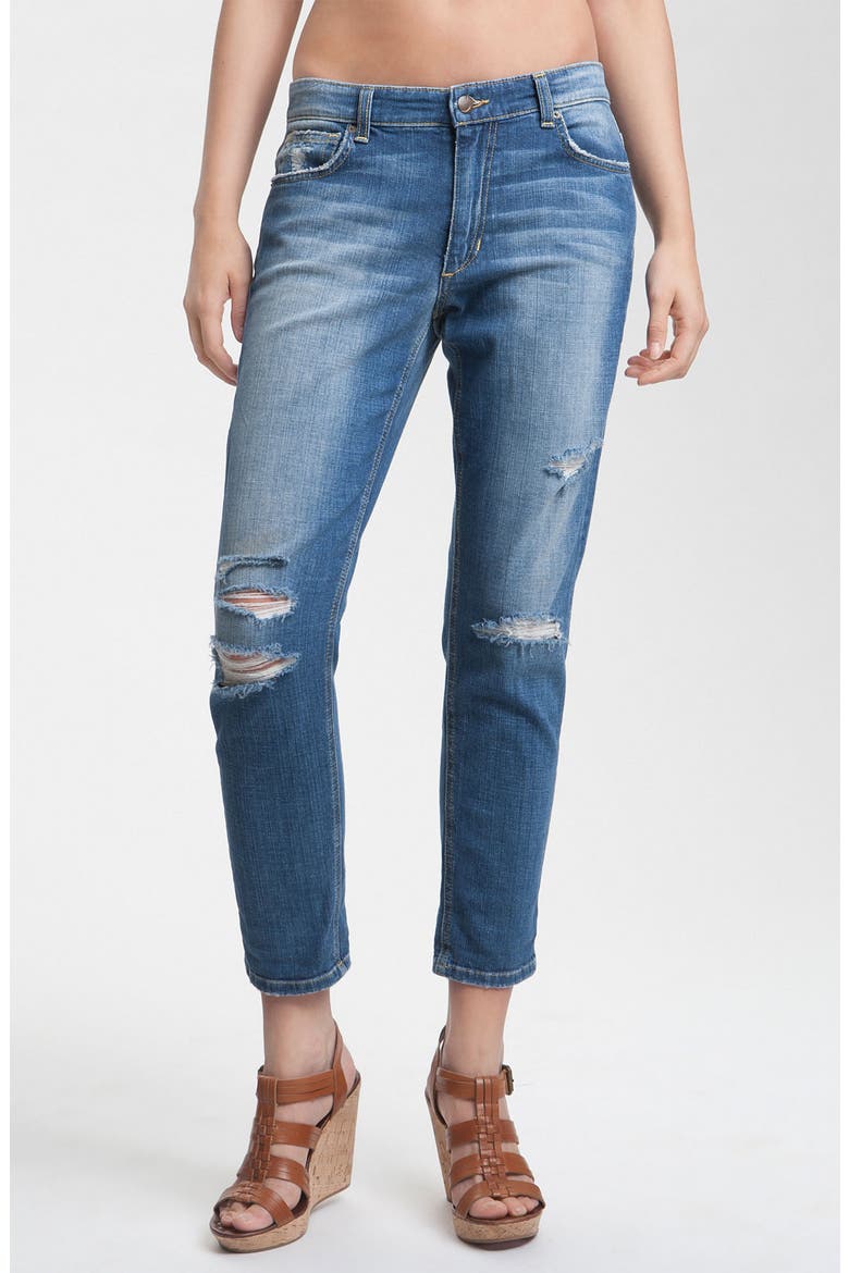 'Easy Fit' Destroyed Crop Jeans, Main, color, PENELOPE