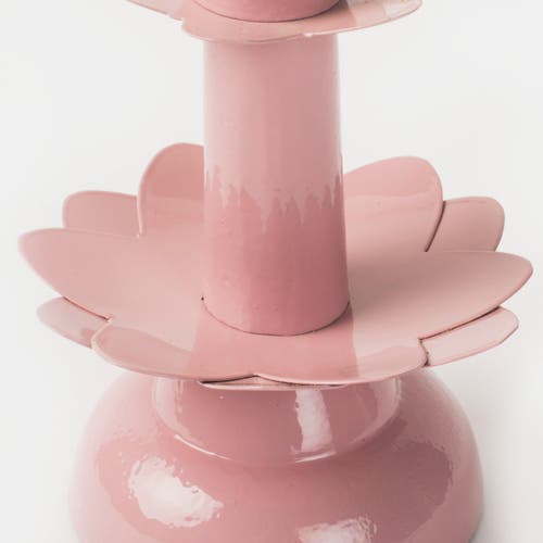 Mela Artisans Lotus Bloom Tapered Pink Candleholders Small
