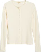 Madewell Waffle Knit Cutaway Crewneck Cardigan