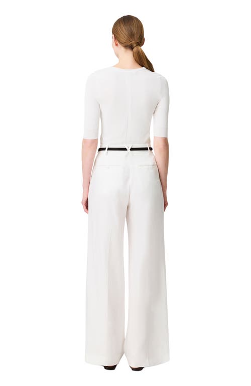 Another Tomorrow Pleated Trouser In White
