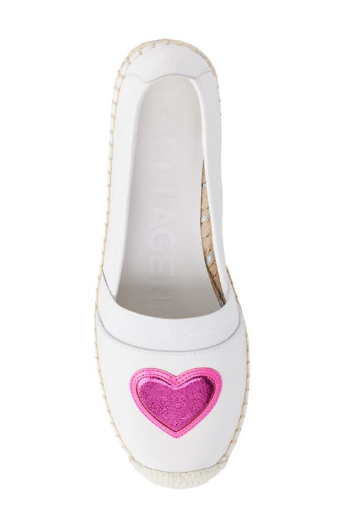 Karl Lagerfeld Women's Manika Heart Patch Espadrille Flats In Bright White