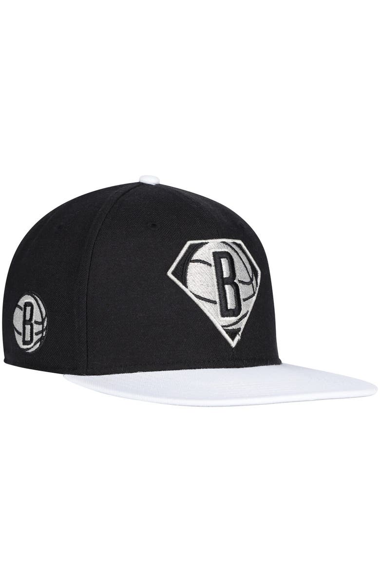 '47 Men's '47 Black/White Brooklyn Nets 75th Anniversary Carat Captain Snapback Hat, Main, color, 