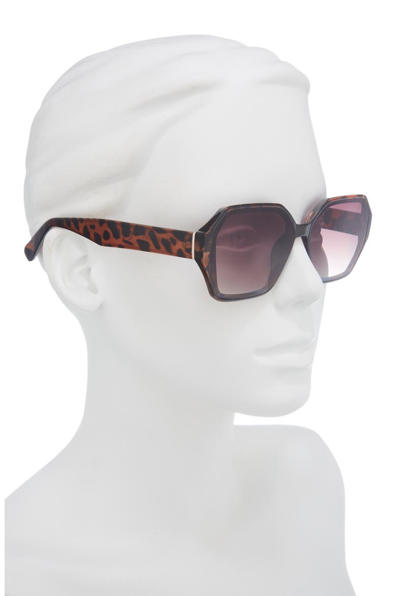 58mm Gradient Geometric Sunglasses, Alternate, color, TORTOISE