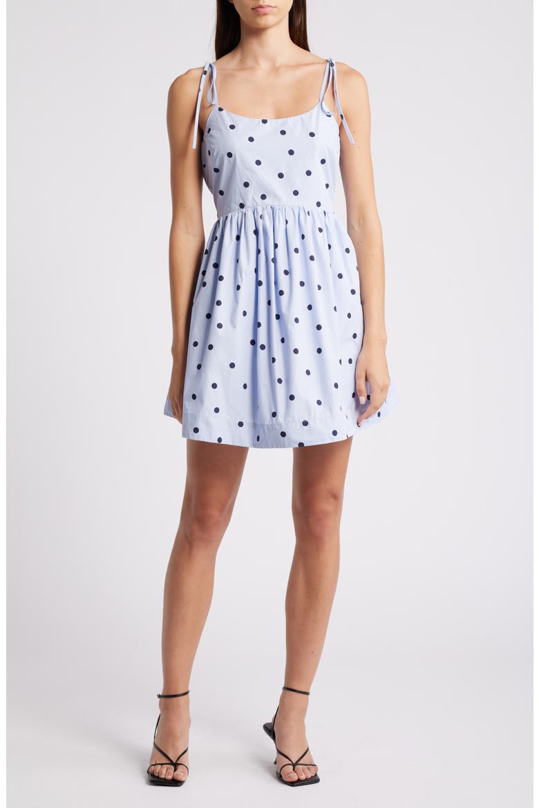 Polka Dot Minidress, Main, color, POWDER BLUE
