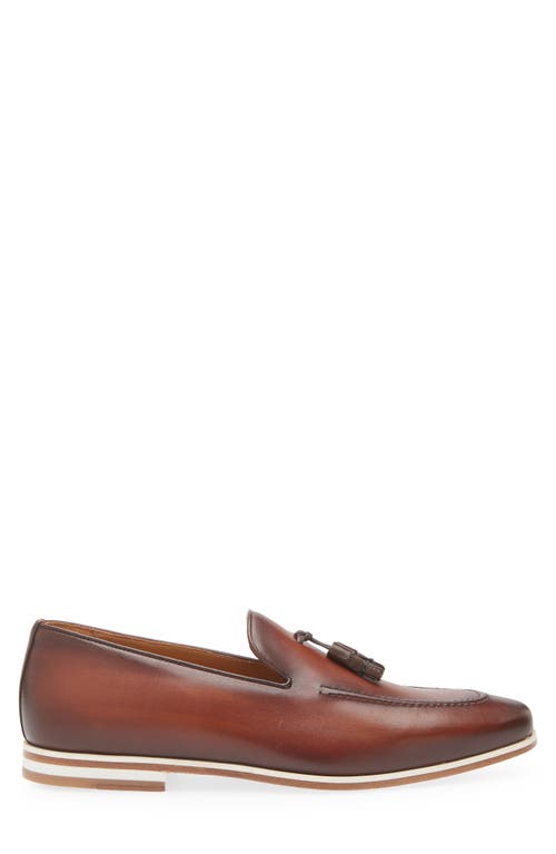 Mezlan Tassel Moc Toe Loafer In Cognac Rust/dark Brown