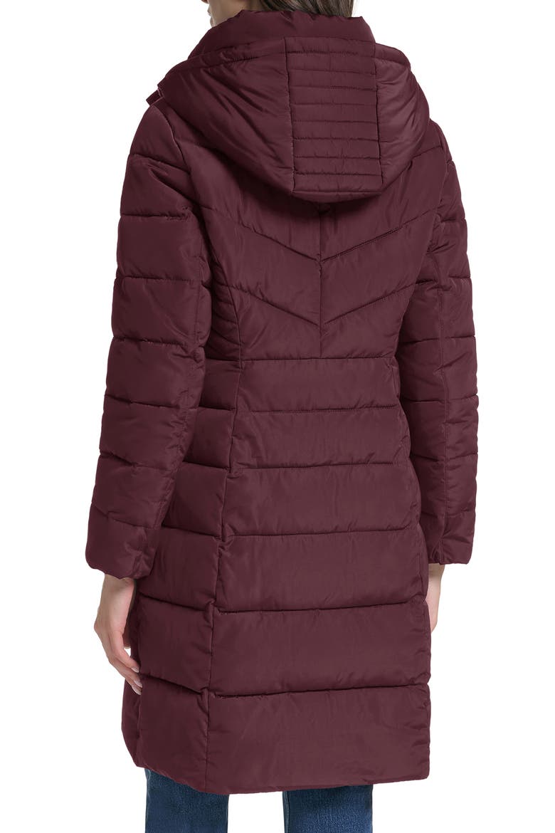 Hooded Taffeta Puffer Coat, Alternate, color, BURGUNDY
