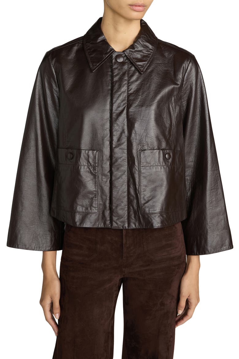 Paper Leather Jacket, Main, color, CHESTNUT