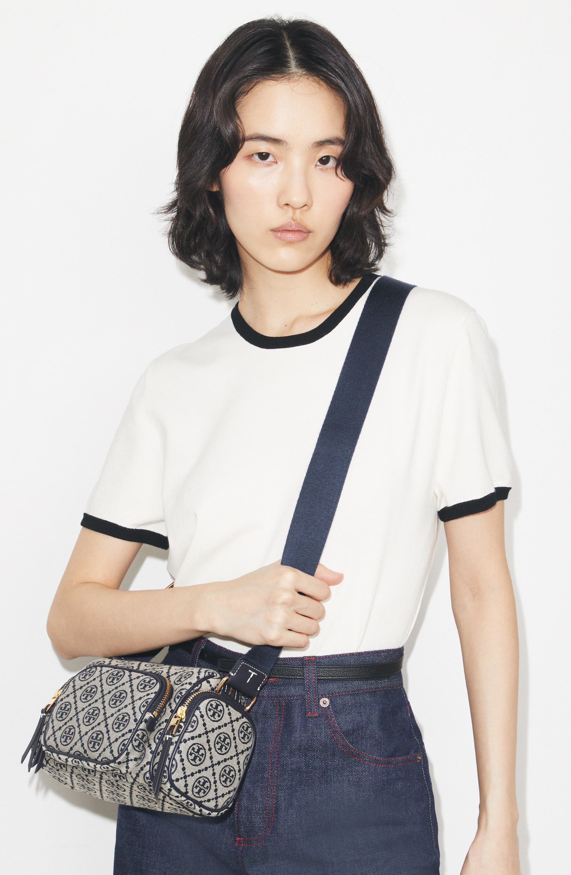 Tory Burch T Monogram Pocket Crossbody Bag, Alternate, color, Tory Navy