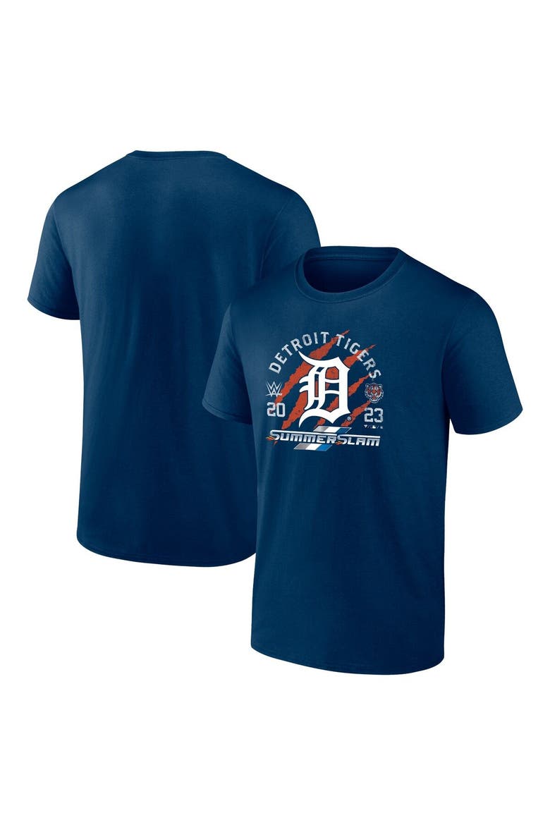 Men's Fanatics Branded Navy Detroit Tigers X 2023 SummerSlam T-Shirt, Main, color, Navy