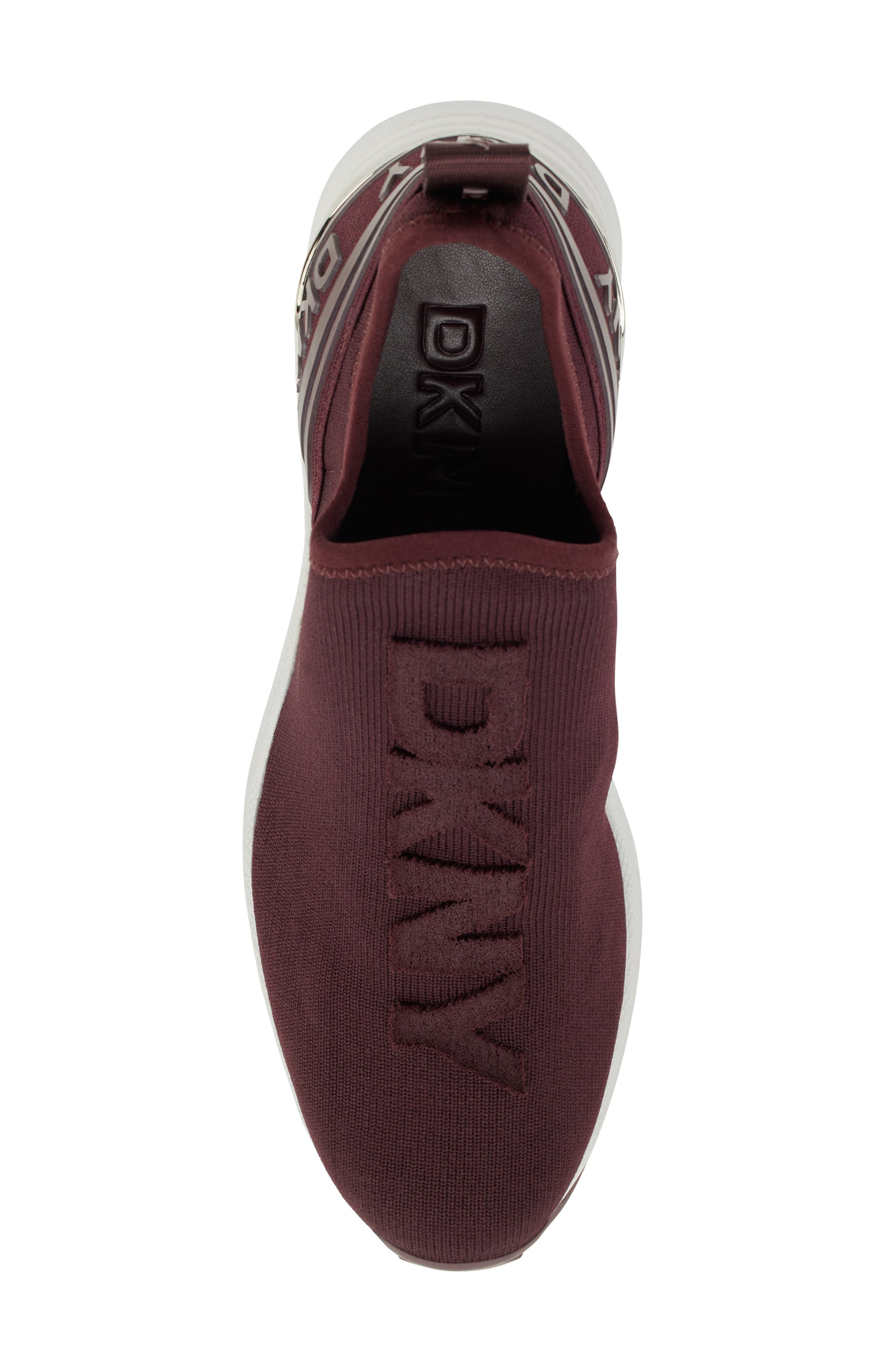 DKNY Keeva Wedge Knit Sneaker, Alternate, color, Wine