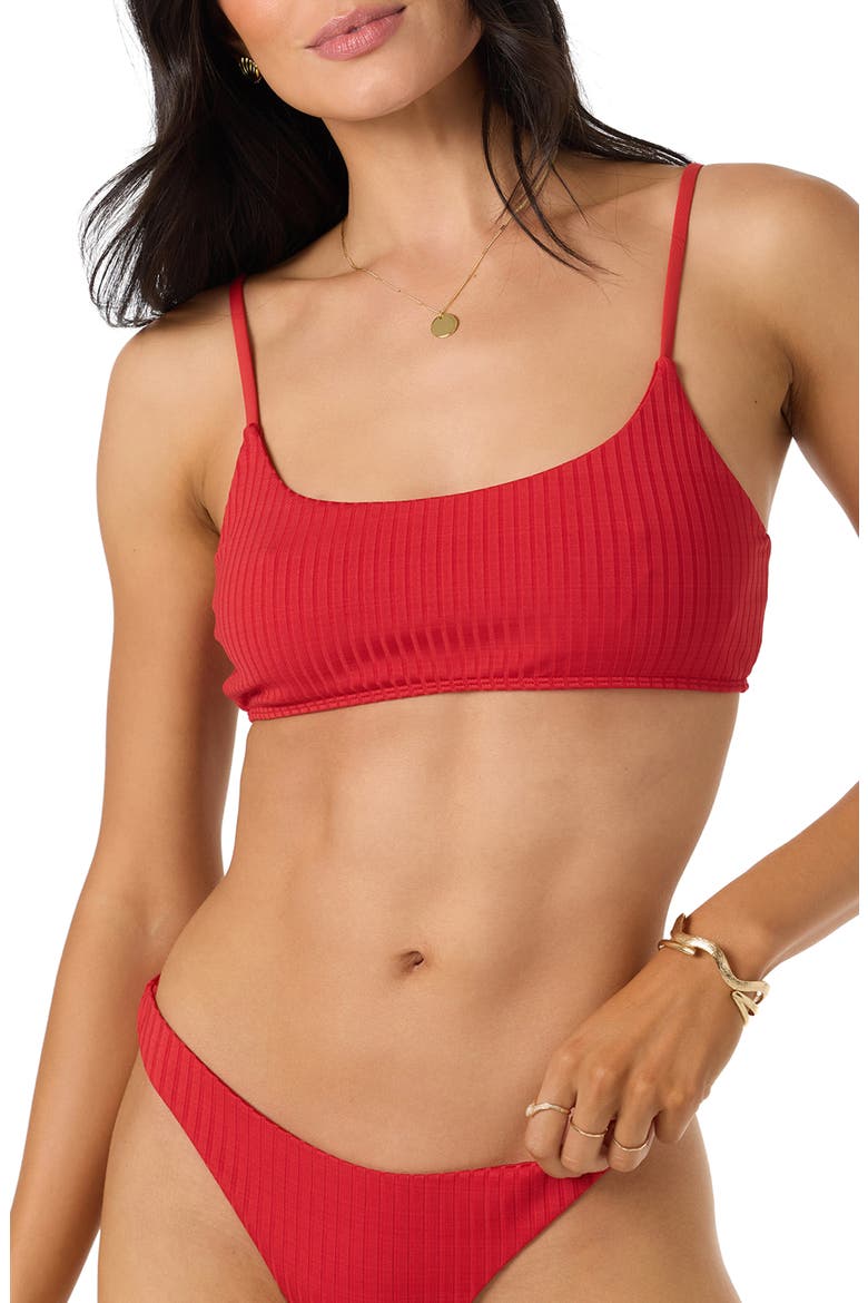 Shorebreak Rib Surfside Bikini Top, Alternate, color, LIFEGUARD RED