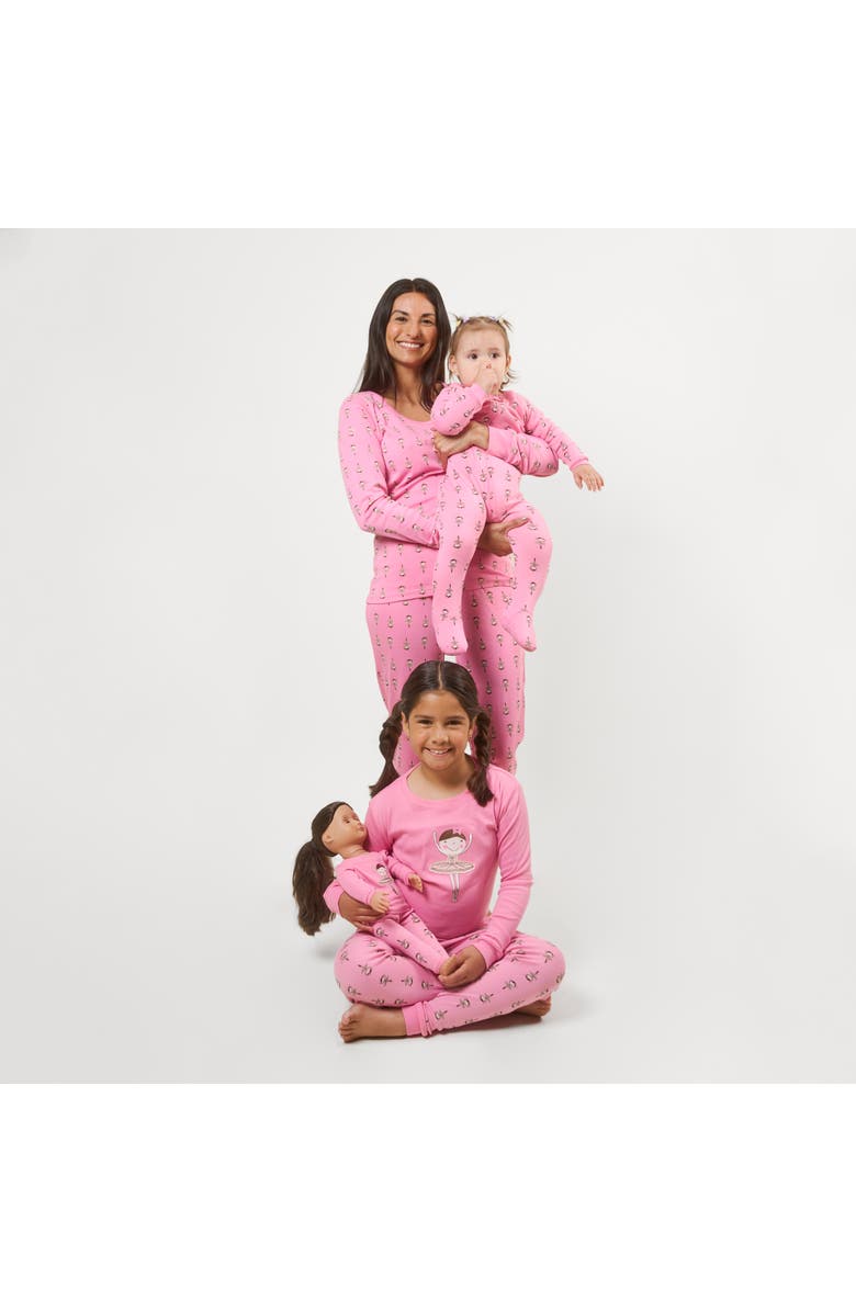 Leveret Girls 2-pc. Cotton Pajamas with Matching Doll Accessory - Unicorn & Fantasy Prints, Alternate, color, Ballerina Pink