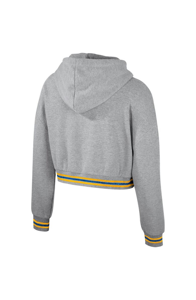 THE WILD COLLECTIVE Women's The Wild Collective Heather Gray UCLA Bruins Cropped Shimmer Pullover Hoodie, Alternate, color,