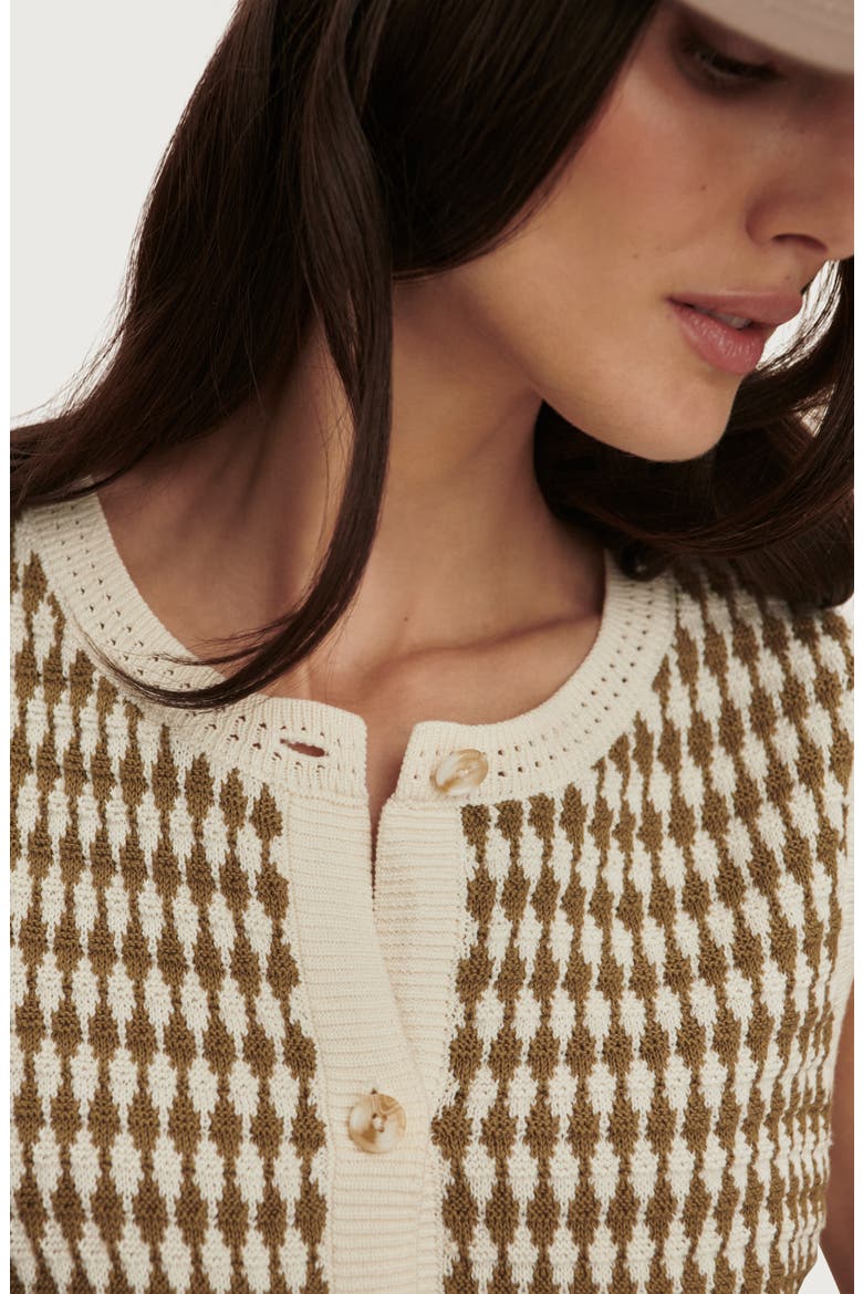 Aura Cotton Knit Top, Alternate, color, EGRET / GOLDEN OLIVE