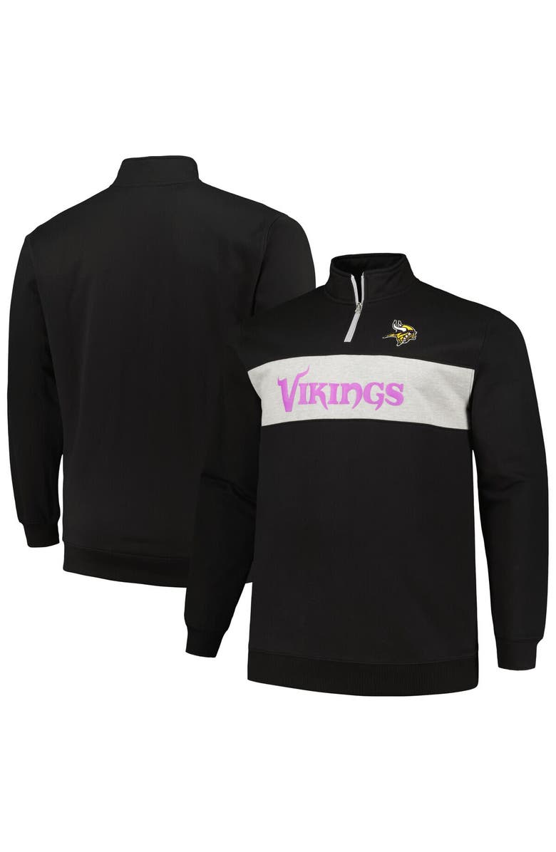 PROFILE Men's Profile Black Minnesota Vikings Big & Tall Fleece Quarter-Zip Jacket, Main, color, 