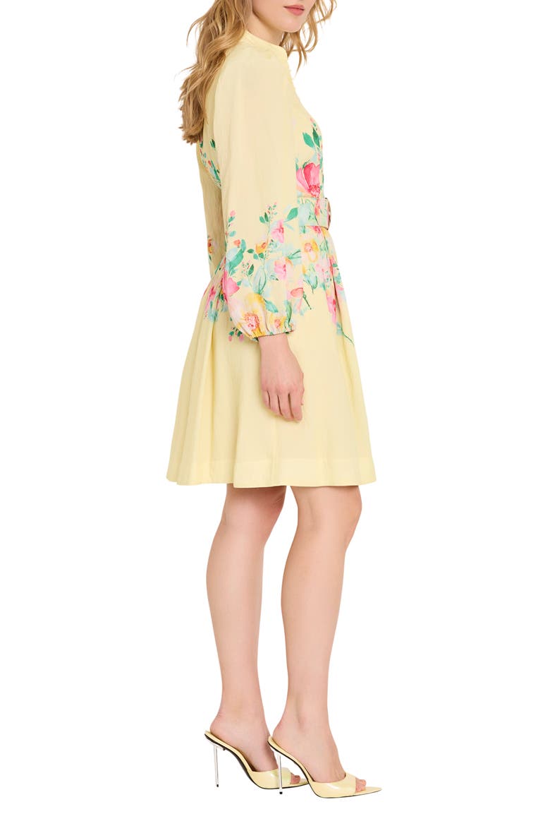 Floral Print Button Front Long Sleeve Dress, Alternate, color, BUTTERCUP MULTI