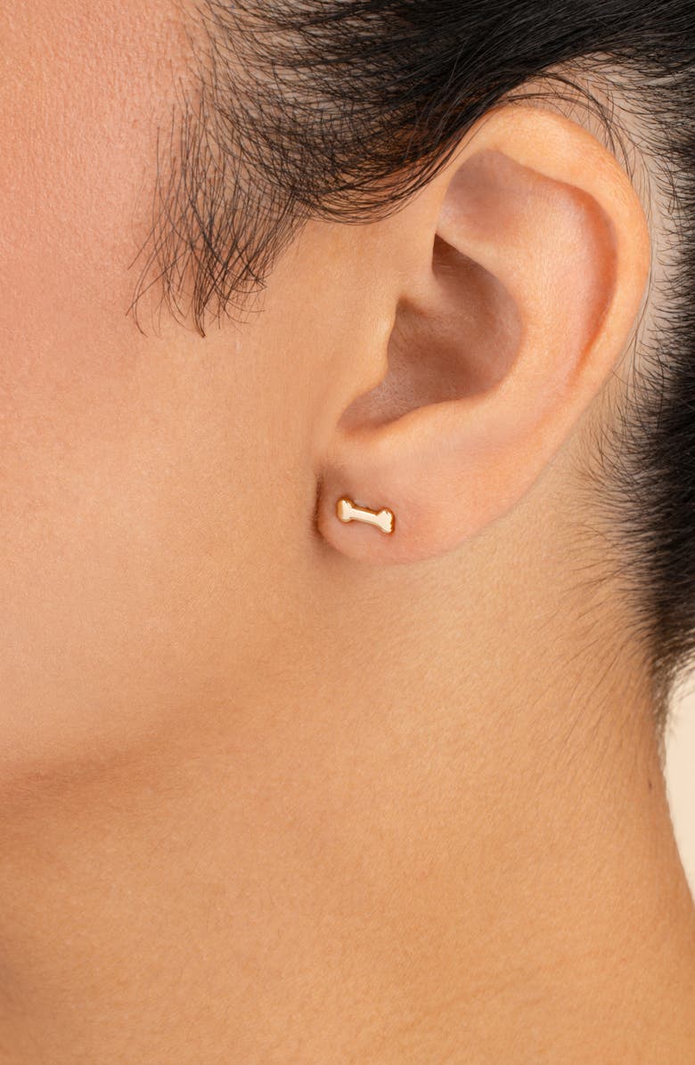 Sterling Forever Give a Dog a Bone Stud Earrings, Alternate, color, Gold