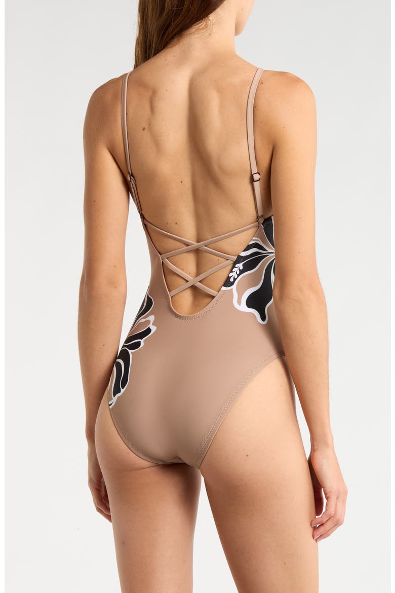 Sequin High Cut One-Piece Swimsuit, Alternate, color, TOASTED COCONUT